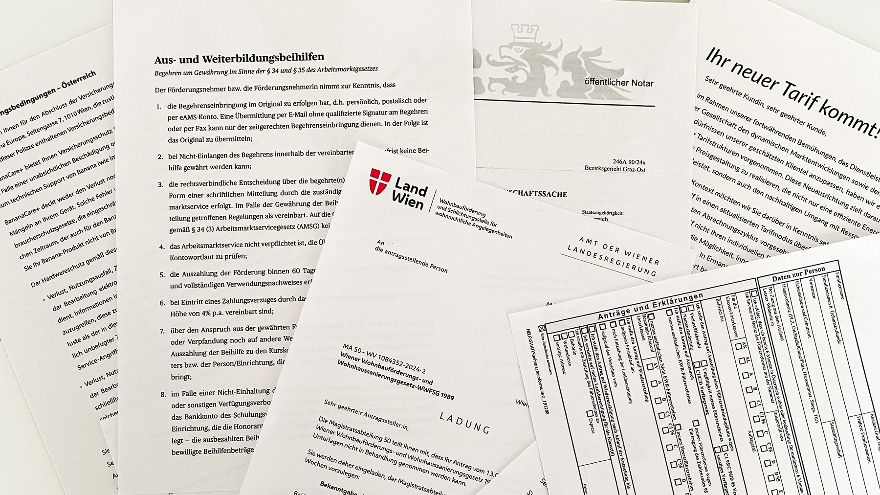 A collection of texts written in bureaucratic German.